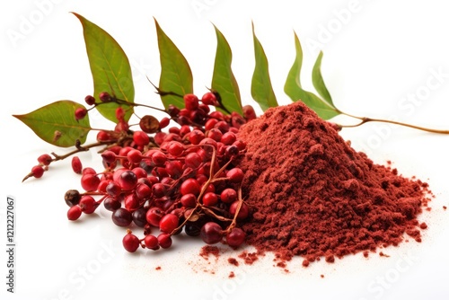 Isolated sumac spice on white background photo