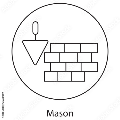 Mason Icon, Mastering Masonry Craftsmanship in Stone and Brick, The Art of Masonry Building Strength and Beauty,  vector