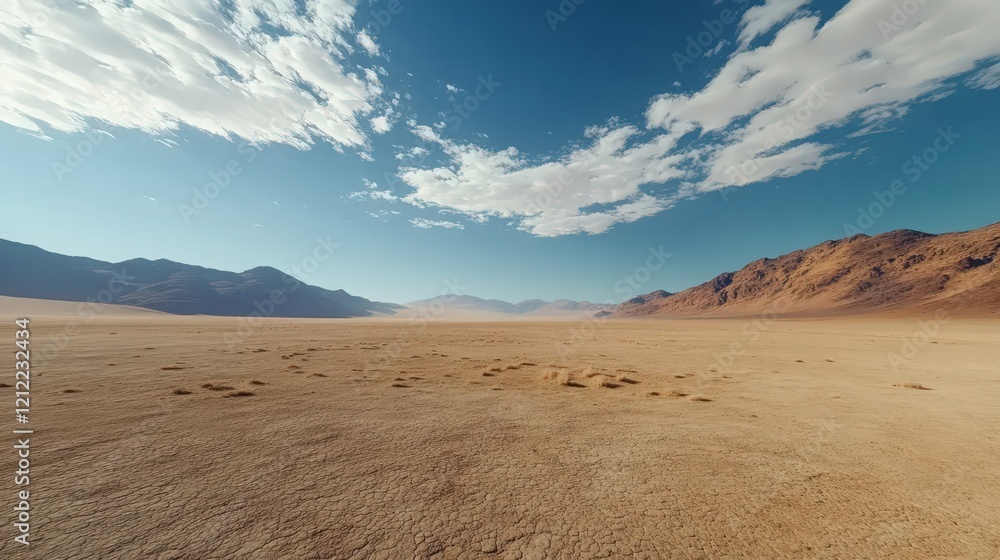 A wide-angle shot of a vast desert landscape in Namibia, with the towering dunes of the Sossusvlei as a backdrop. A wide-angle shot of a vast desert landscape in Namibia, with the towering dunes of the Sossusvlei as a backdrop.