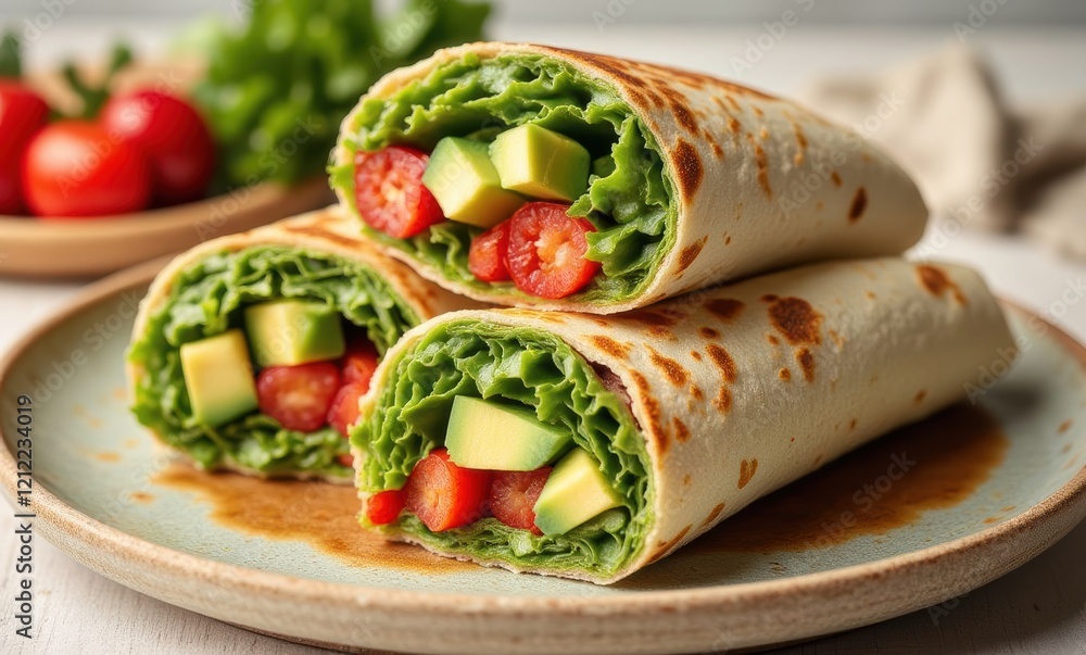 Fresh vegetarian wraps with vibrant ingredients Fresh vegetarian wraps with vibrant ingredients