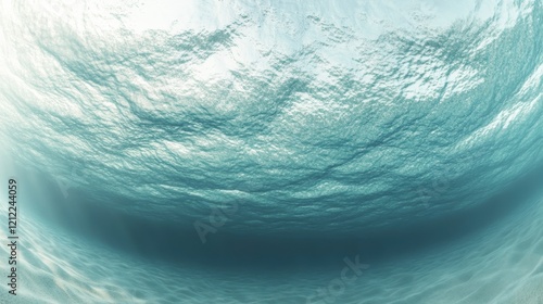 Tranquil Underwater Scene with Sunlight and Soft Waves Above Surface