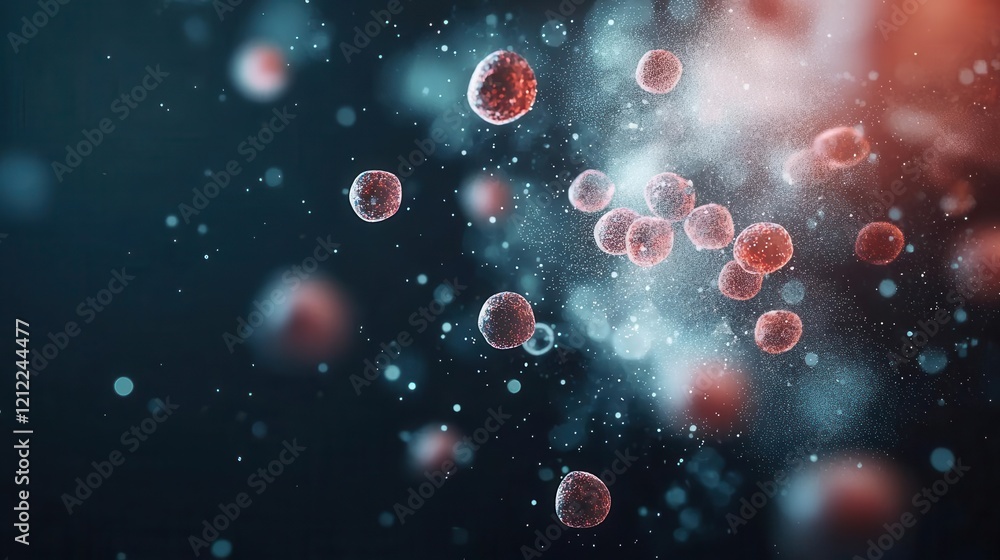 Oxygen bubbles glowing in bloodstream, vital for health, 3D illustration Oxygen bubbles glowing in bloodstream, vital for health, 3D illustration
