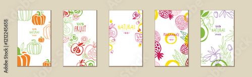 Natural Fruit Flyer and Card Cover Design Vector Set