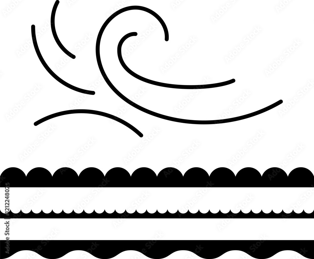 Water line wave ornament collection for print, UI or app web design. Seamless vector marine wave decoration pattern isolated on white background. Ocean, sea waves flat Trendy Simple lines icons symbol Water line wave ornament collection for print, UI or app web design. Seamless vector marine wave decoration pattern isolated on white background. Ocean, sea waves flat Trendy Simple lines icons symbol