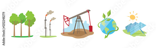 Natural and Land Resources Object and Element Vector Set