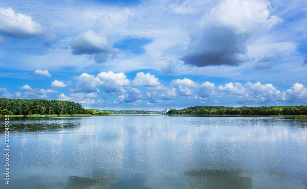The most beautiful lake in Europe. A calm summer day in clear weather The most beautiful lake in Europe. A calm summer day in clear weather