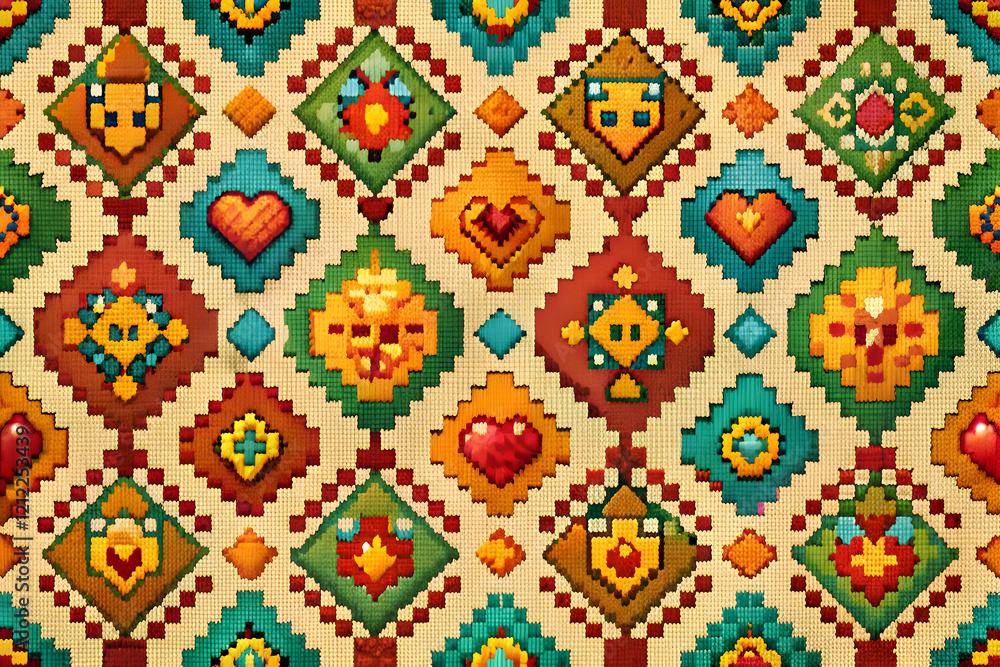 Colorful Geometric Pixel Art Pattern Design Colorful Geometric Pixel Art Pattern Design