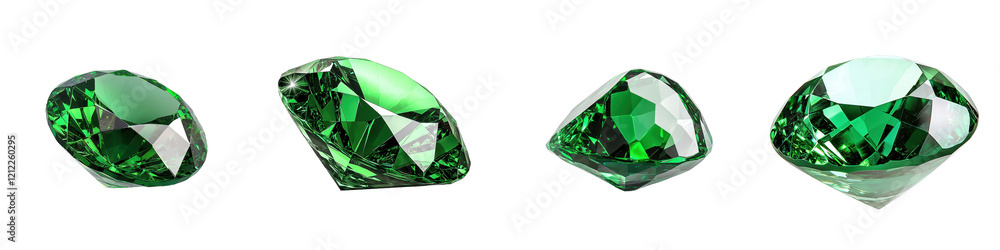 Four Sparkling Green Gemstones with Different Cuts and Shapes Four Sparkling Green Gemstones with Different Cuts and Shapes
