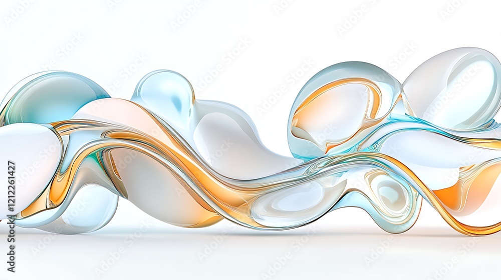 Obraz premium Abstract Liquid Flow Blue Orange White D Render
