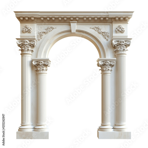 Classic column arch isolated on transparent background  cut out