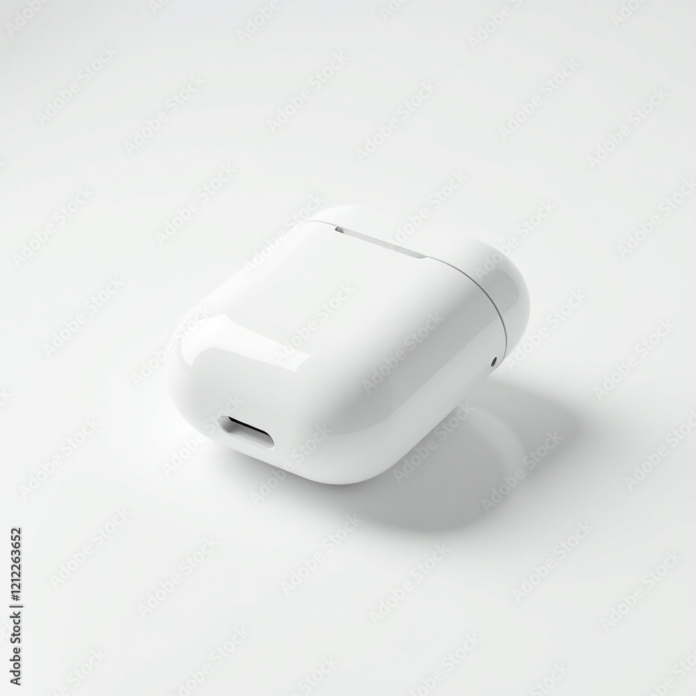 modern wireless earbud in white modern wireless earbud in white