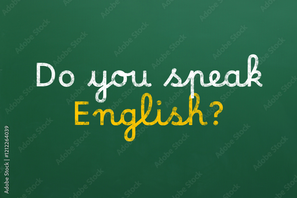 Do You Speak English? text on green chalkboard. Language course Do You Speak English? text on green chalkboard. Language course