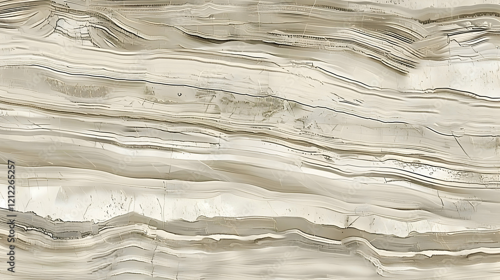 Obraz premium Abstract textured surface with wavy beige and white lines resembling natural stone.