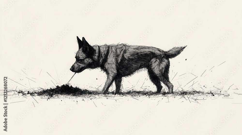 Minimalist dog digging in yard, low poly design, playful scene capturing essence of curiosity and outdoor exploration Minimalist dog digging in yard, low poly design, playful scene capturing essence of curiosity and outdoor exploration