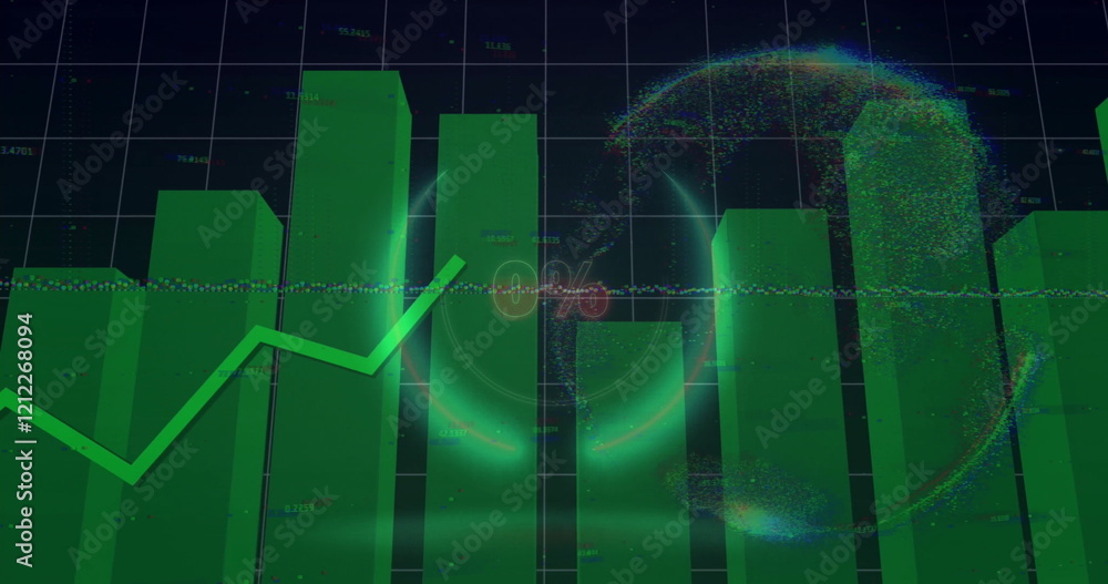 Fototapeta premium Image of financial data processing over globe