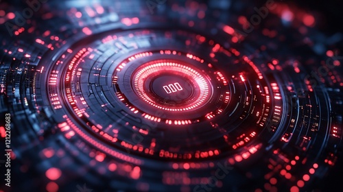 Wallpaper Mural Futuristic Red Technology Interface Countdown Torontodigital.ca