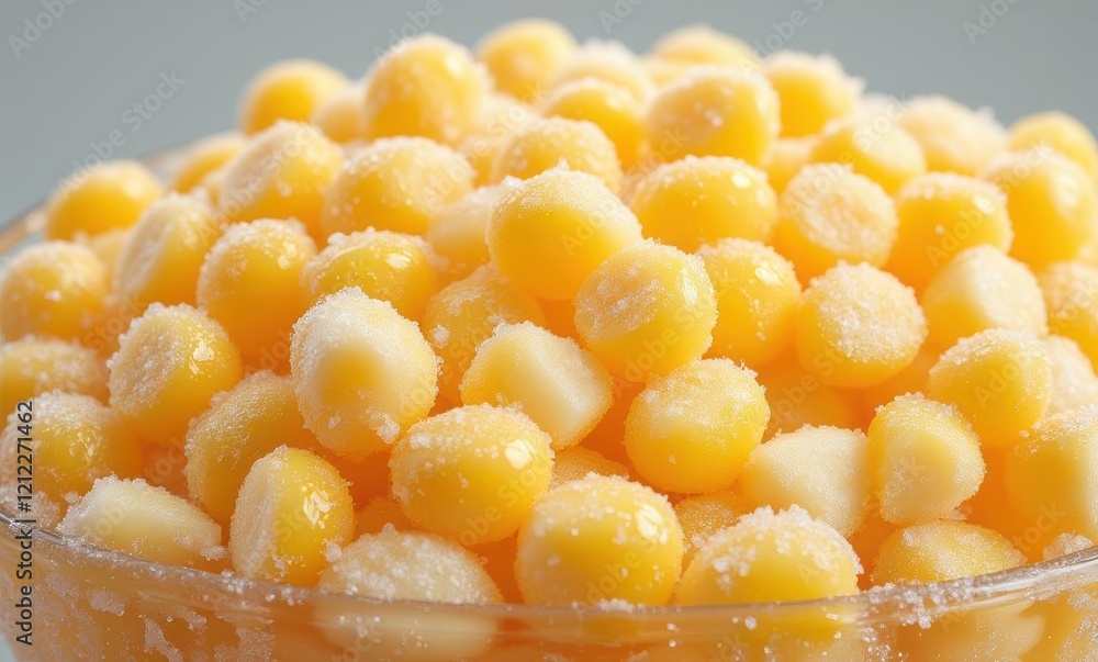 Vibrant yellow sugar-coated candy balls Vibrant yellow sugar-coated candy balls