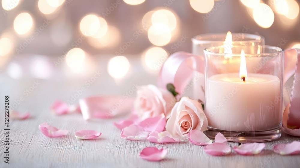 Serene candles with rose petals for a romantic ambiance Serene candles with rose petals for a romantic ambiance