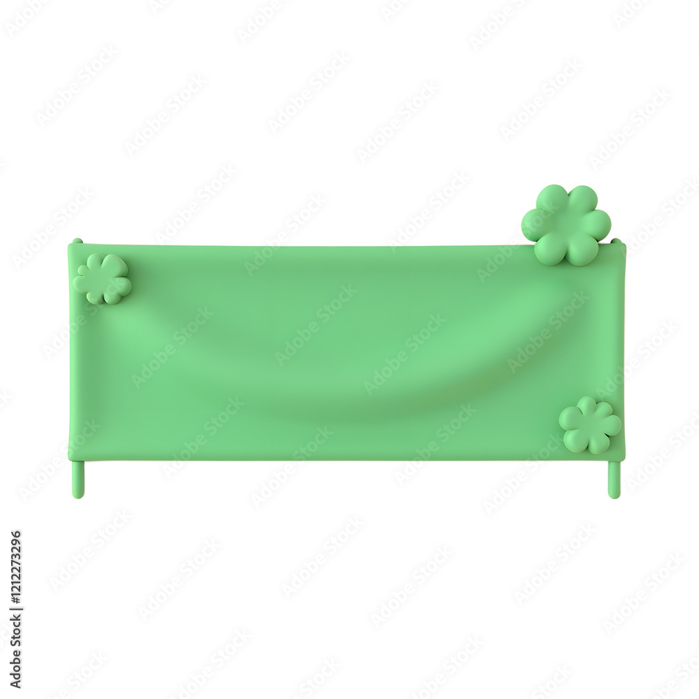 Green Fabric Banner with Simple Flower Decorations: A Minimalist Design Green Fabric Banner with Simple Flower Decorations: A Minimalist Design