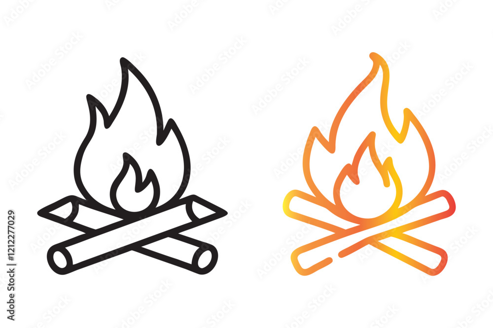 Campfire icon set line simple drawing. Campfire icon set line simple drawing.