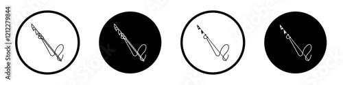 Harpoon vector icon collection in black filled and outlined versions