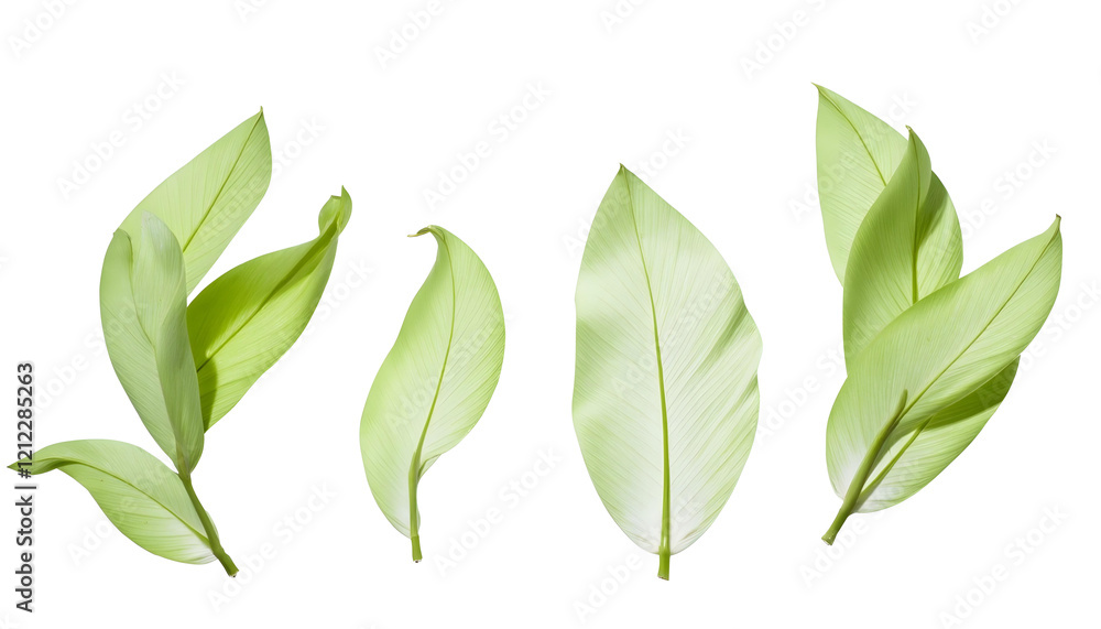 Fototapeta premium Green leaves isolated on white