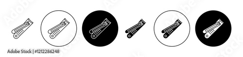 Clippers vector icon collection in black filled and outlined versions