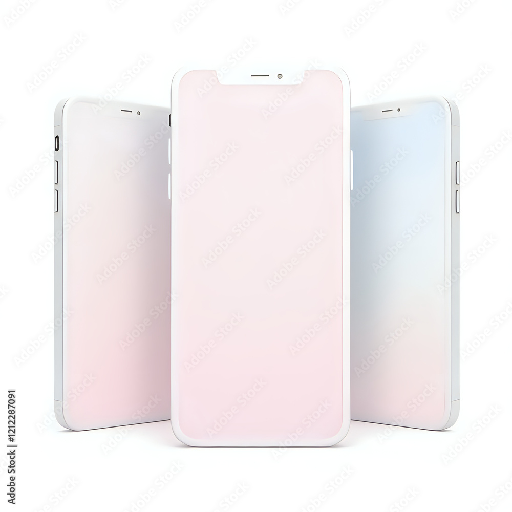 Stylish Pink-Cased Smartphones in Three Different Sizes Stylish Pink-Cased Smartphones in Three Different Sizes