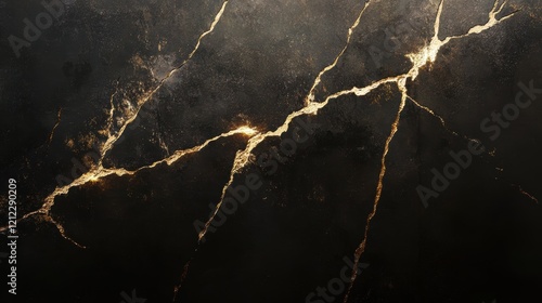 Elegant Black Marble Background with Golden Veins and Texture