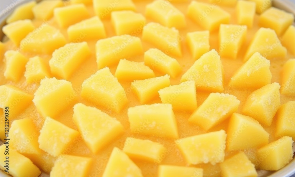 Colorful mango dessert with diced pieces. Colorful mango dessert with diced pieces.