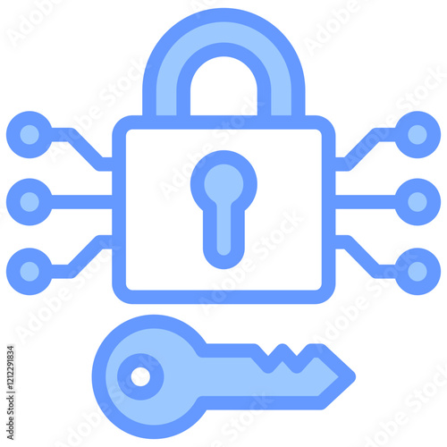 Cryptography Blue Icon photo