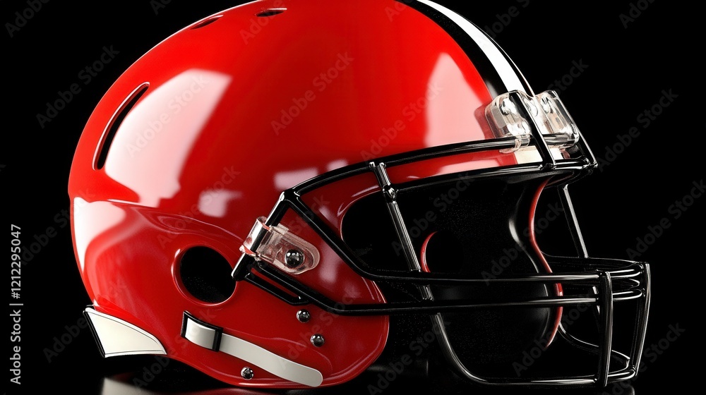 Naklejka premium A glossy brown football helmet with a black faceguard, designed for sports safety and performance.
