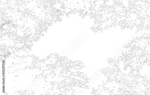 Frame with copy space, contour of deciduous branches of trees. Vector illustration