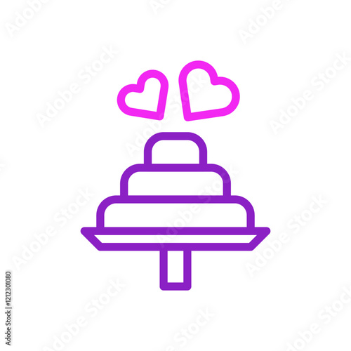 Wedding Cake with Love Icon Design