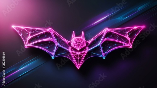 A striking neon bat illustration that embodies modern digital artistry. photo