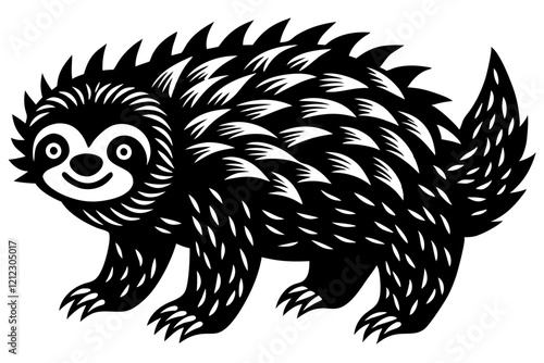 A simple wild animal shap with short spikers cartoon style , vector illustration