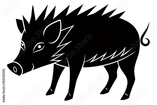 A simple wild animal shap with short spikers cartoon style , vector illustration