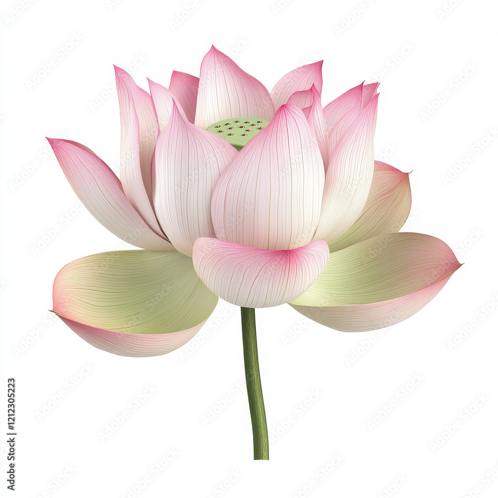 Fototapeta premium beautiful lotus flower with delicate pink and white petals, symbolizing purity and tranquility