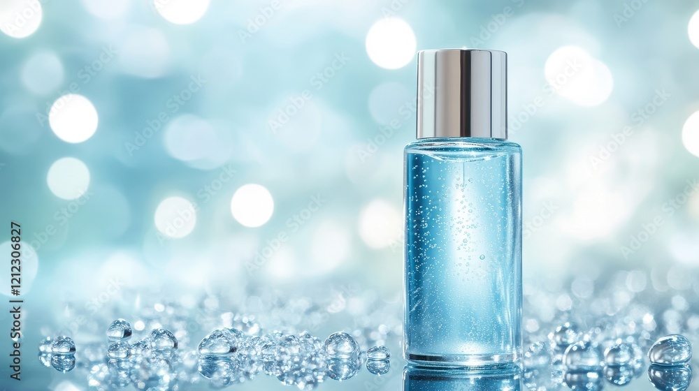 Stylish Bottle with Water and Sparkling Background Stylish Bottle with Water and Sparkling Background