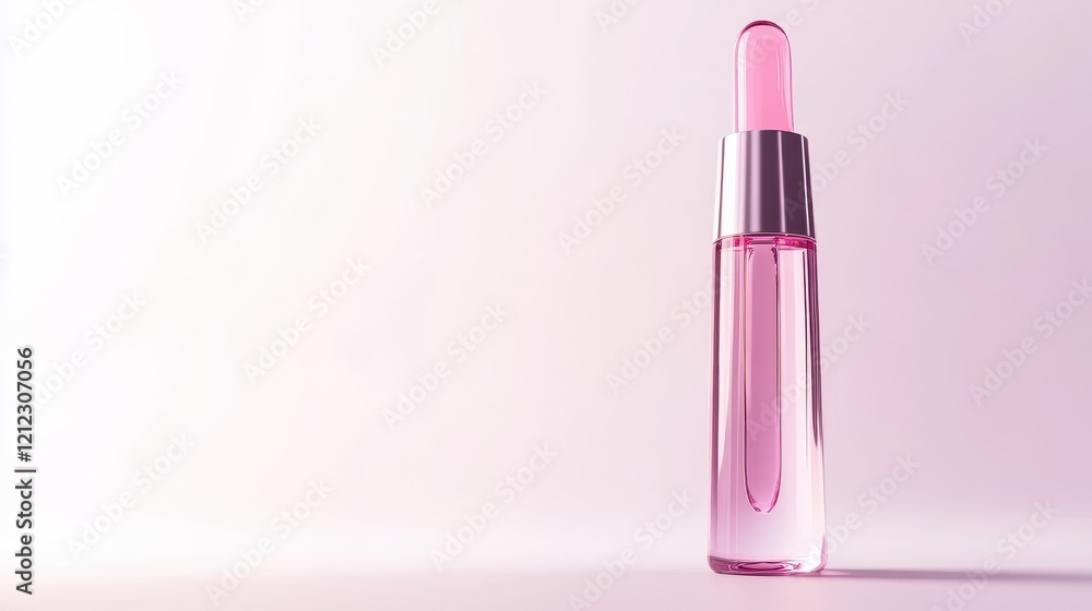 Elegant Pink Glass Dropper Bottle with Soft Background Elegant Pink Glass Dropper Bottle with Soft Background