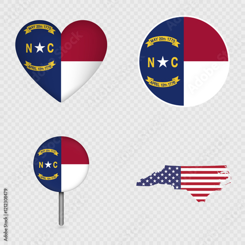 North Carolina State Flag Icons Pack. Vector illustration. photo