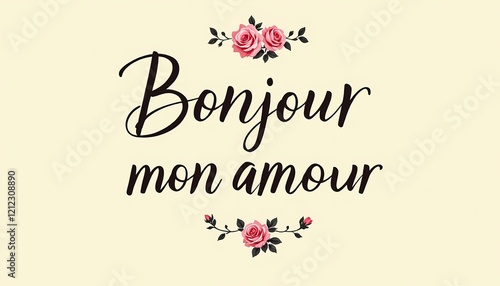 Romantic Bonjour Mon Amour Floral Art Print