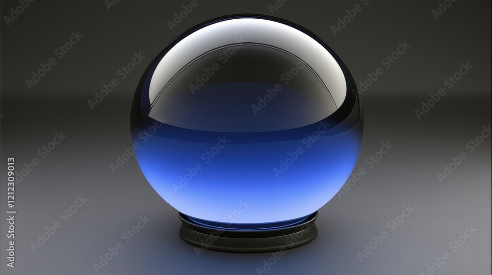 A crystal ball with a smooth, reflective surface and a gradient color from clear to purple. A crystal ball with a smooth, reflective surface and a gradient color from clear to purple.