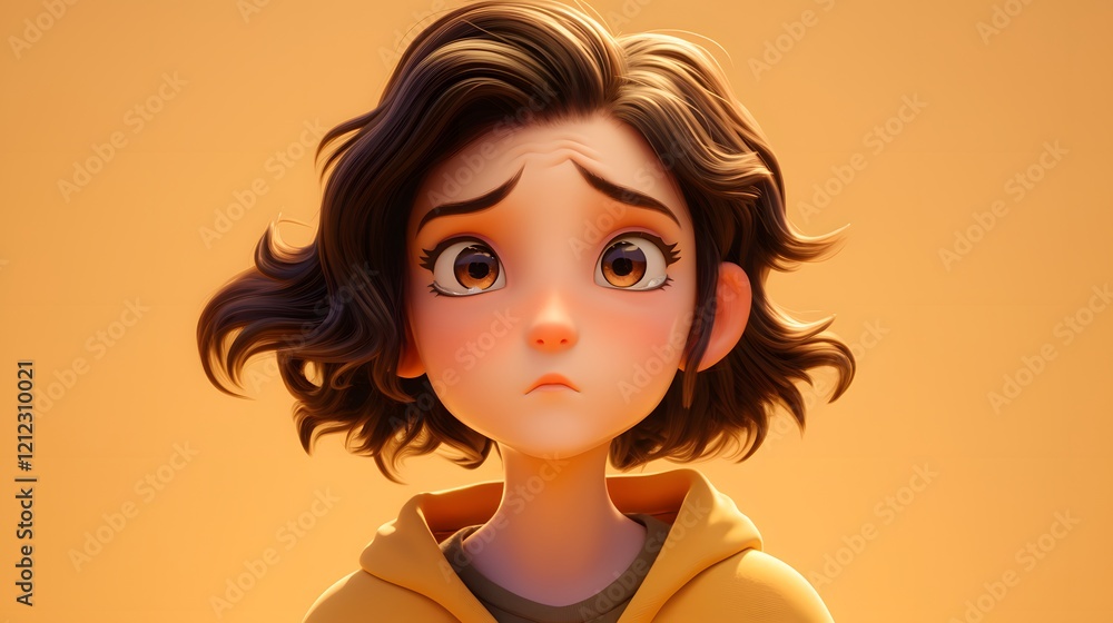 A 3D cartoon character looking confused, offering a whimsical design for digital storytelling or creative themes A 3D cartoon character looking confused, offering a whimsical design for digital storytelling or creative themes