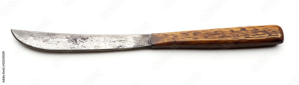 Rustic knife with wooden handle, isolated on white background Rustic knife with wooden handle, isolated on white background