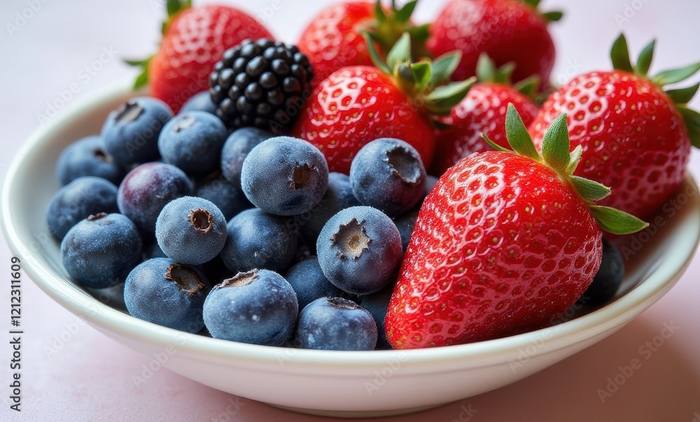Fresh berries in a white bowl Fresh berries in a white bowl