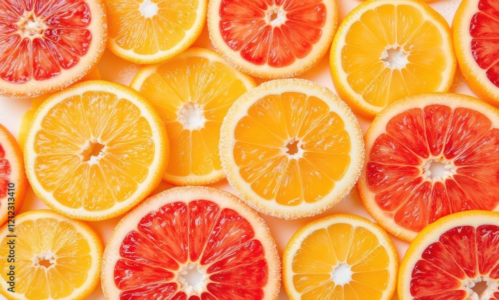 Colorful citrus fruit slices arrangement Colorful citrus fruit slices arrangement