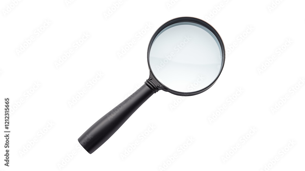 Magnifying Glass on Black Background Detailed Close Up for Science Investigation and Detective Themes Magnifying Glass on Black Background Detailed Close Up for Science Investigation and Detective Themes