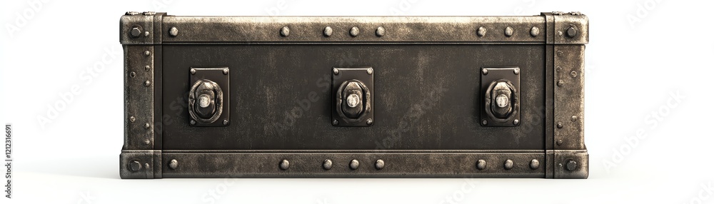 Die-cut metallic box with three knobs, white isolate background Die-cut metallic box with three knobs, white isolate background