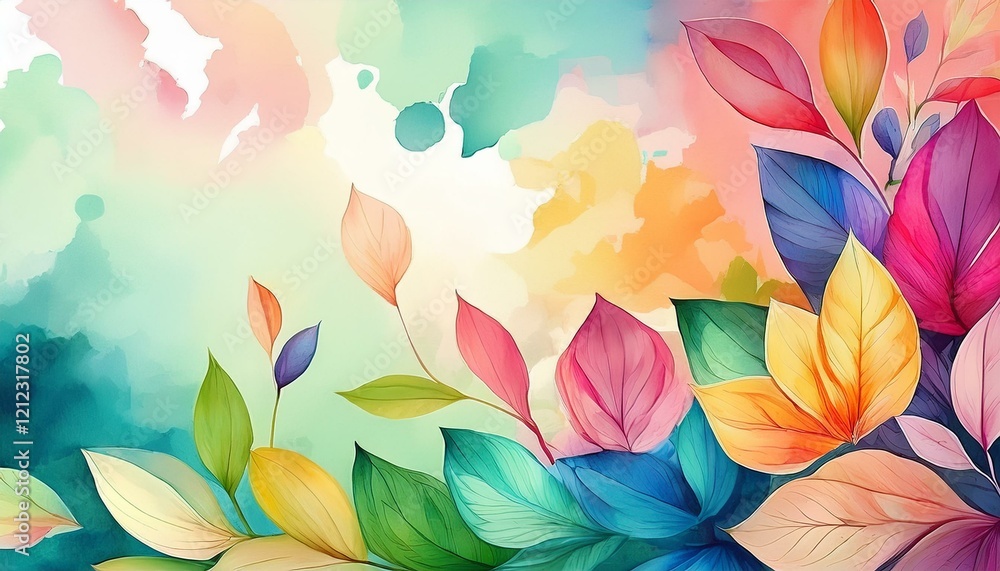 vibrant abstract spring background with watercolor petals and leaves for seasonal designs vibrant abstract spring background with watercolor petals and leaves for seasonal designs